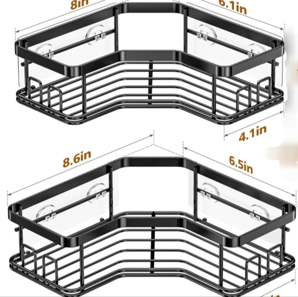 MAXIFFE Black 2 Pack Corner Shower Caddy Large Capacity Sturdy Easy